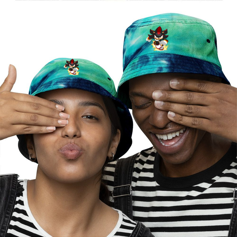 Black Super Hedgehog Running Forward Tie Dyed Bucket Hat by NormanJGann | Artistshot