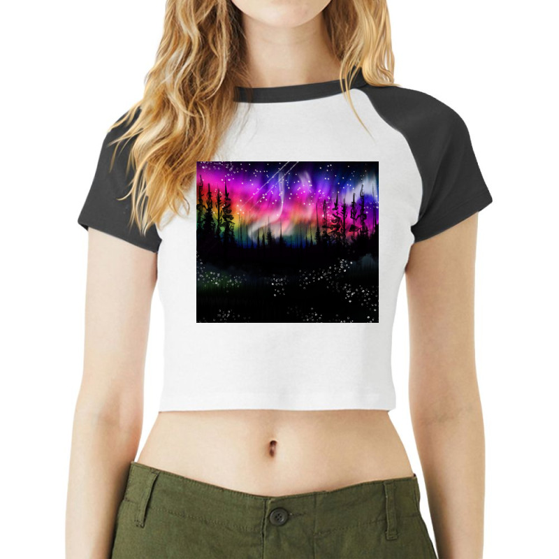 Northern Lights Raglan Crop Top by Oma's Magic World | Artistshot