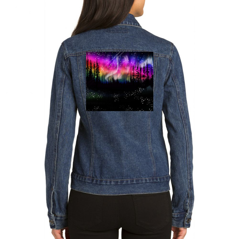 Northern Lights Ladies Denim Jacket by Oma's Magic World | Artistshot