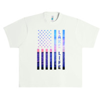 Lake Life American Flag Dock Sunset Wakeboarder Power Boat Urban Heavy T-shirt | Artistshot