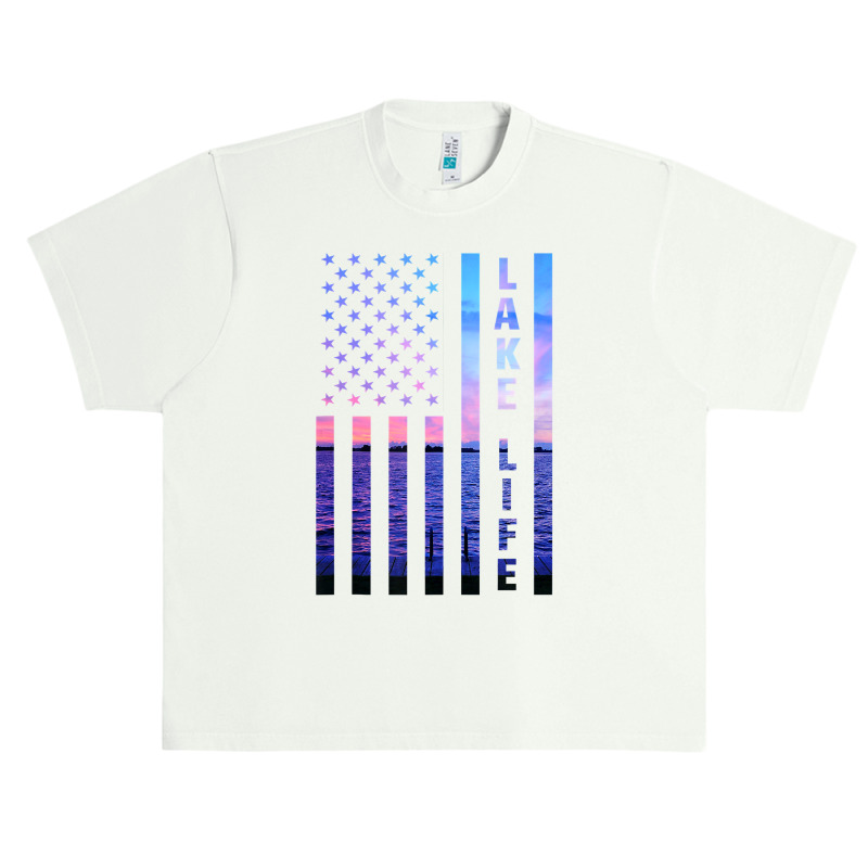 Lake Life American Flag Dock Sunset Wakeboarder Power Boat Urban Heavy T-shirt | Artistshot