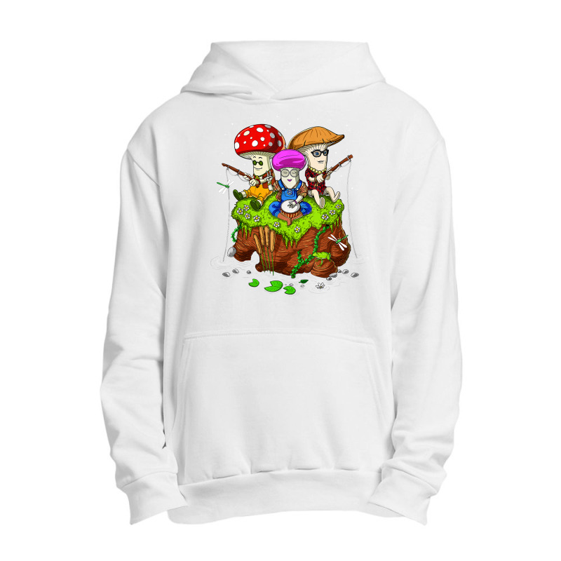 Hippie Mushrooms Fishing Forest Fungi Foraging Mycology T Shirt Urban Pullover Hoodie by puetzee | Artistshot