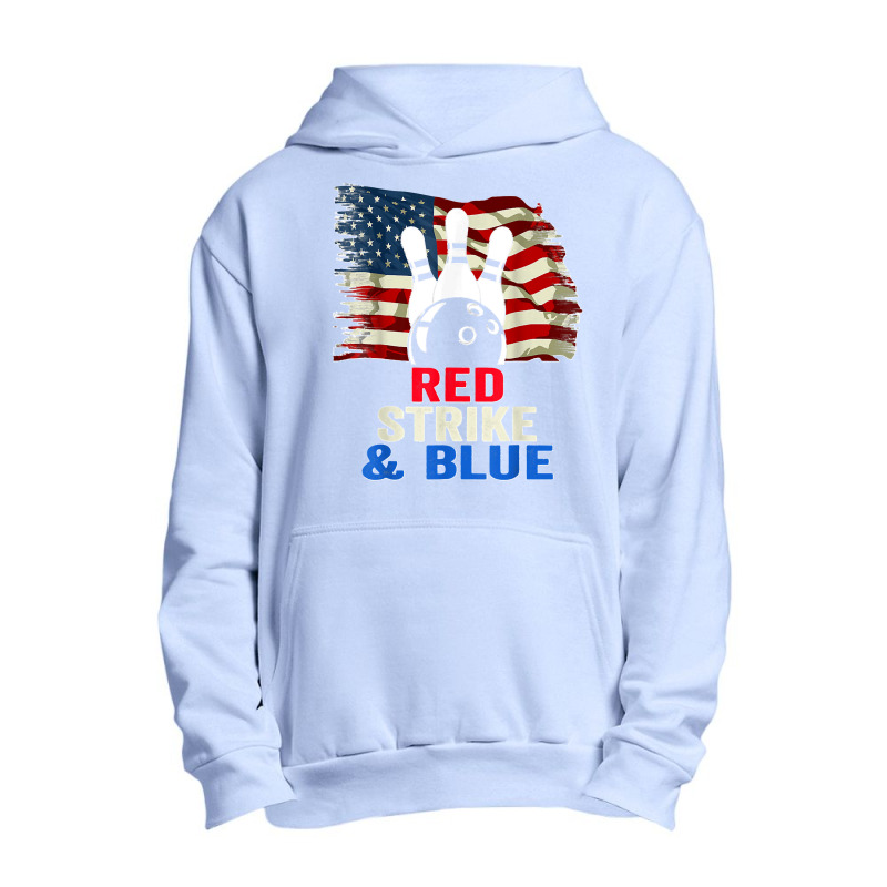 Patriotic Bowling 4th Of July Red Strike & Blue Usa Flag Urban Pullover Hoodie by STACYSCHUDEL | Artistshot