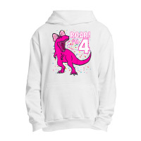 Kids Roar I'm 4 (four Year Old Dinosaur Birthday) 4th Dino Theme T-shi Urban Pullover Hoodie | Artistshot