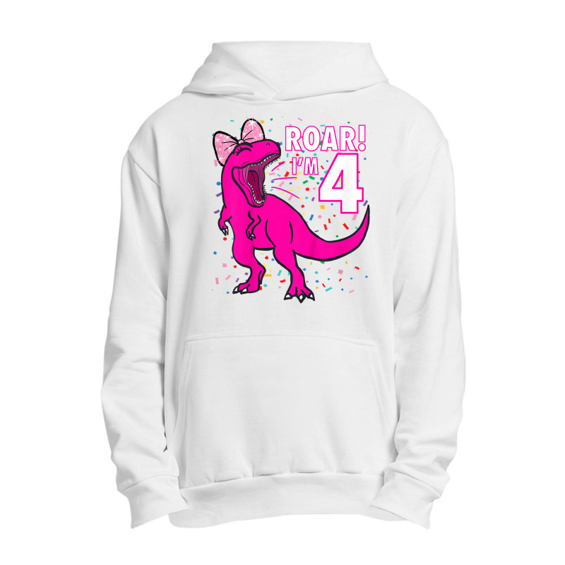 Kids Roar I'm 4 (four Year Old Dinosaur Birthday) 4th Dino Theme T-shi Urban Pullover Hoodie by CharlesDiya | Artistshot