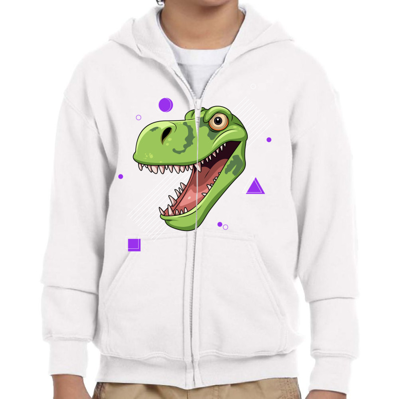 Ferocious T-rex Head Youth Zipper Hoodie | Artistshot