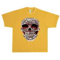 Skull T  Shirt Big Carved Red And White Skeleton Skull Head T  Shirt Urban Heavy T-shirt | Artistshot