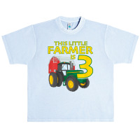 Kids 3 Year Old Green Farm Tractor Birthday Party Farmer 3rd Gift Urban Heavy T-shirt | Artistshot