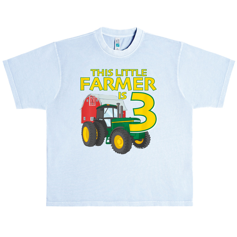 Kids 3 Year Old Green Farm Tractor Birthday Party Farmer 3rd Gift Urban Heavy T-shirt | Artistshot