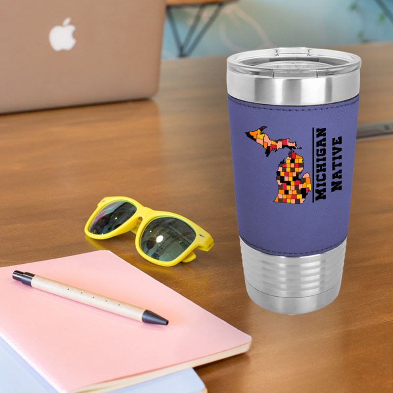 Love Raised Born State Michigan Native T Shirt Leatherette Tumbler | Artistshot