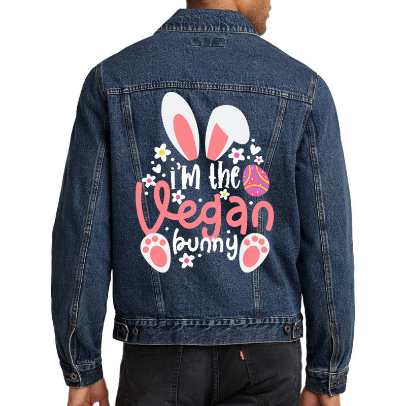 Vegan Design T  Shirt Bunny Ears I'm The Vegan Bunny Matching Easter V Men Denim Jacket by alexandrea99751 | Artistshot