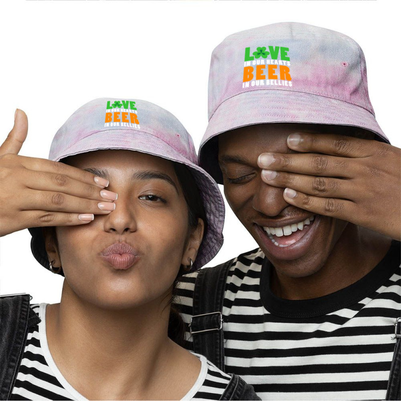 St Patricks Day Party Love In Our Hearts Beer In Our Bellies Tie Dyed Bucket Hat | Artistshot