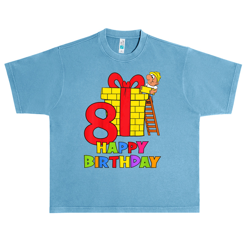 Kids 8 Years Old 8th Birthday Construction Worker Boy Children's Birth Urban Heavy T-shirt | Artistshot