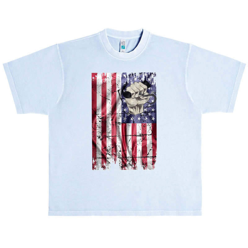 Longshoreman Vintage American Flag Usa Fist And Hook Tank Top Urban Heavy T-shirt | Artistshot