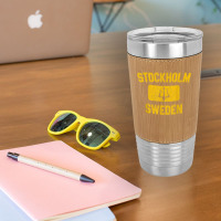 Stockholm Sweden Trident Gym Style Distressed Yellow Print T Shirt Leatherette Tumbler | Artistshot