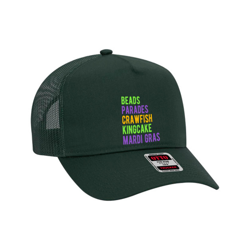 Beads, Parades, Crawfish, Kingcake, Mardi Gras T Shirt Mesh Back Trucker Hat | Artistshot