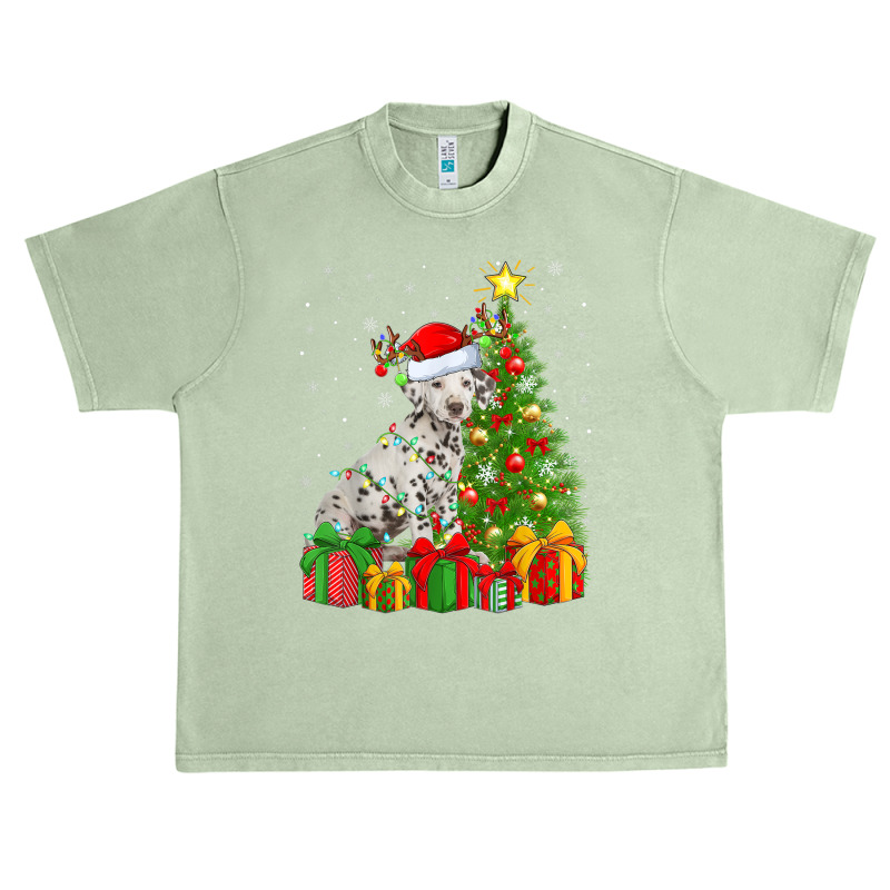 Xmas Holiday Lights Santa Dalmatian Dog Christmas Tree Urban Heavy T-shirt | Artistshot