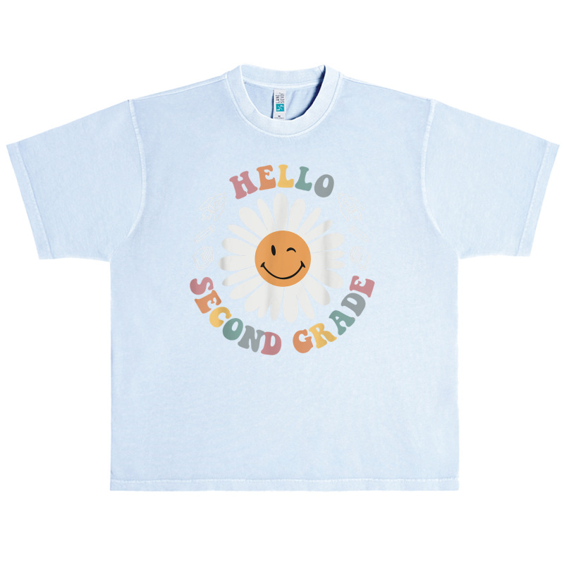 Hello Second 2nd Grade Smile Teacher Flower Groovy Urban Heavy T-shirt by Sapphire | Artistshot