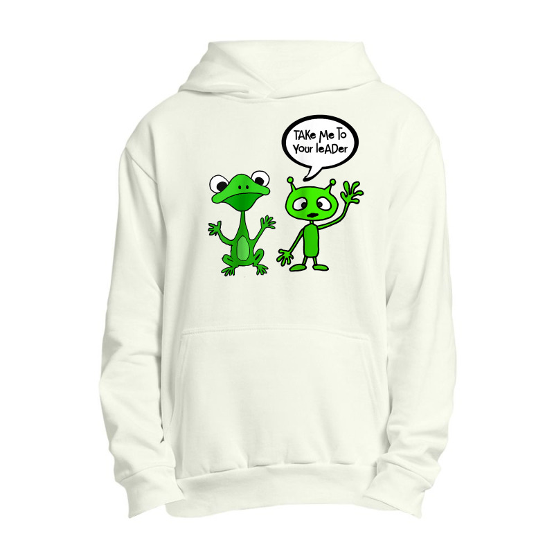 Smilemoretees Funny Martian Alien And Frog Take Me To Leader Raglan Ba Urban Pullover Hoodie | Artistshot