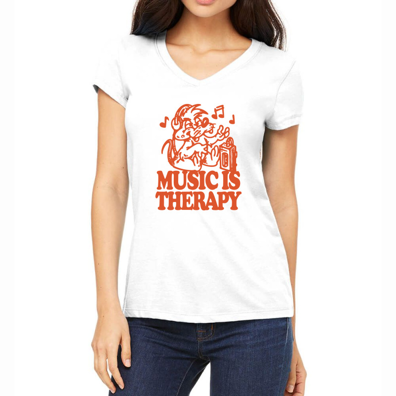 Music Is Therapy Women's V-Neck T-Shirt by Jasetas | Artistshot