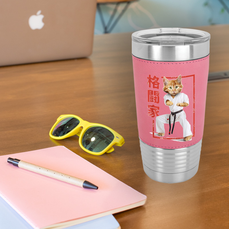 Cat Karate Player , Cat Samurai , Japanese Style T Shirt Leatherette Tumbler | Artistshot