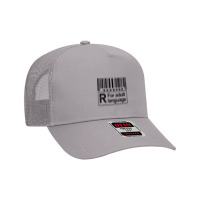 Barcode Sign R For Adult Language Warning Label Sign T Shirt Mesh Back Trucker Hat | Artistshot