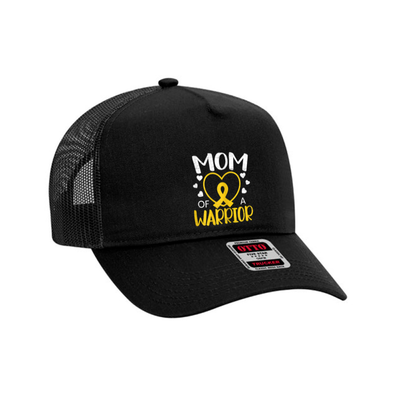 Womens Mom Of A Warrior Childhood Cancer Awareness Month T Shirt Mesh Back Trucker Hat | Artistshot