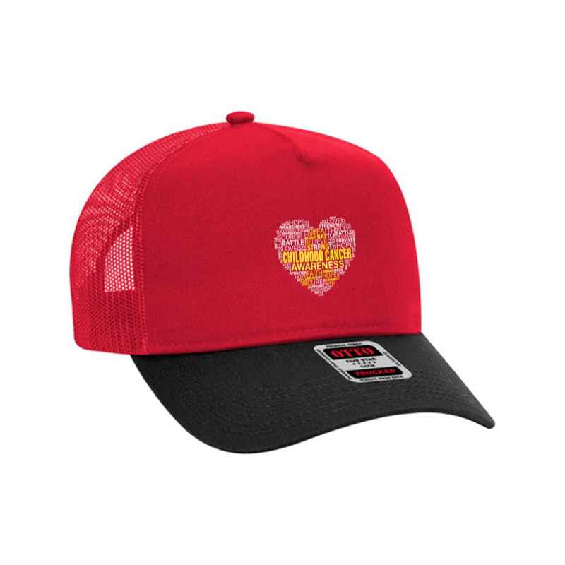 Childhood Cancer Awareness Heart Support Strong Warrior T Shirt Mesh Back Trucker Hat | Artistshot