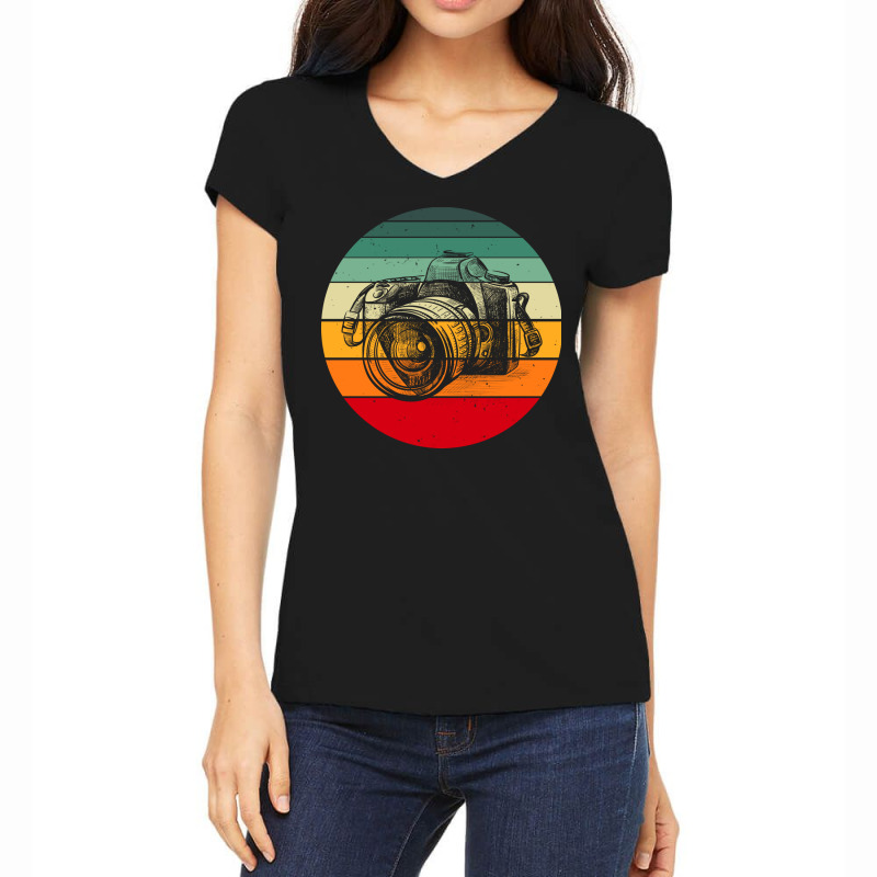 Retro Vintage Camera Photography Lover Photographer Women's V-Neck T-Shirt by UbengArt | Artistshot