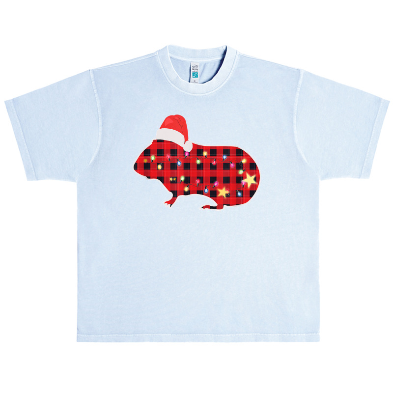 Red Buffalo Plaid Christmas Guinea Pig Xmas Lights Urban Heavy T-shirt | Artistshot