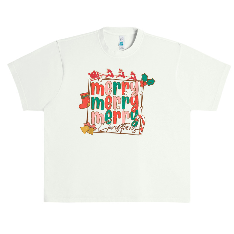 Merry Christmas Family Retro Groovy Santa's Reindeer Sleigh Urban Heavy T-shirt | Artistshot