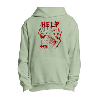 Funny Help Bloody Handprint Halloween Costume Matching Mens Urban Pullover Hoodie | Artistshot