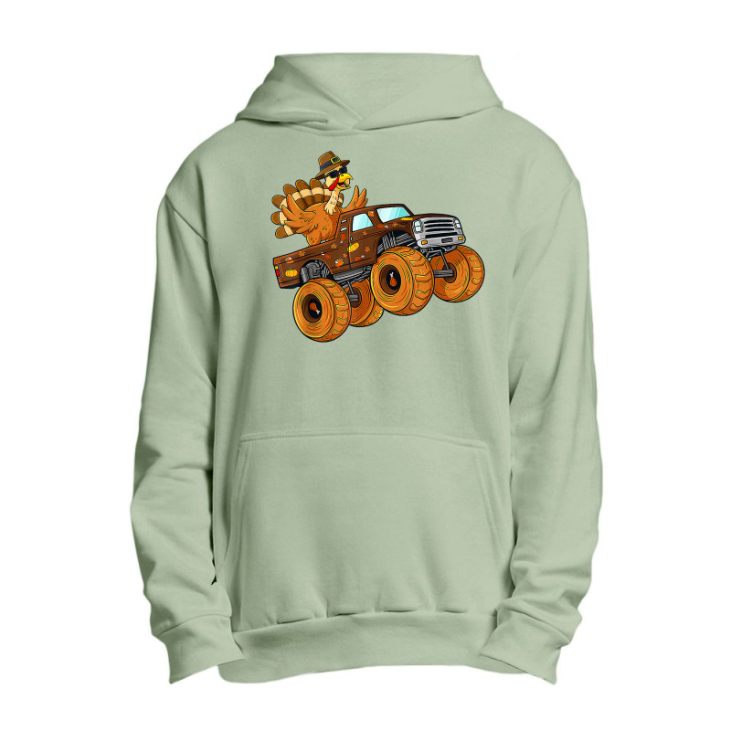 Thanksgiving Turkey Riding Monster Truck Boys Kids Urban Pullover Hoodie | Artistshot