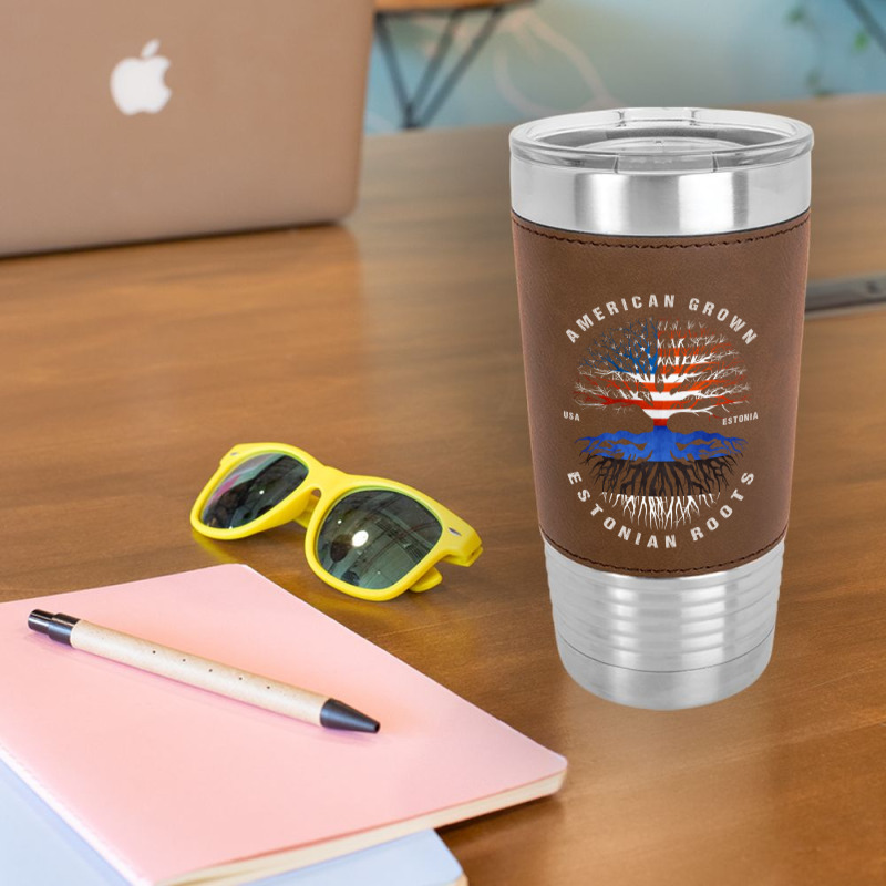 American Grown Estonian Roots Estonia Flag Leatherette Tumbler | Artistshot