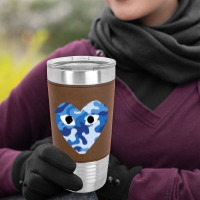 Heart With Eyes Blue Camo Leatherette Tumbler | Artistshot