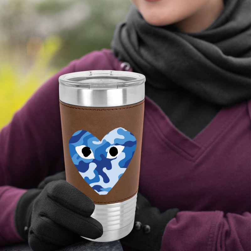 Heart With Eyes Blue Camo Leatherette Tumbler | Artistshot