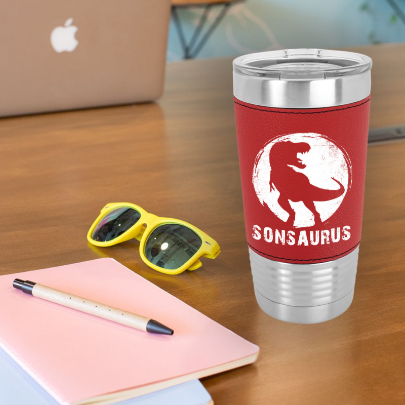 Sonsaurus T  Shirt Sonsaurus T Rex Dinosaur T  Shirt Leatherette Tumbler | Artistshot