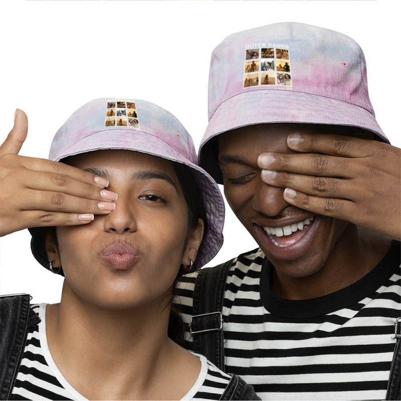 Outer Banks Group Shot Photo Panel Collage Tie Dyed Bucket Hat by kamiatun | Artistshot