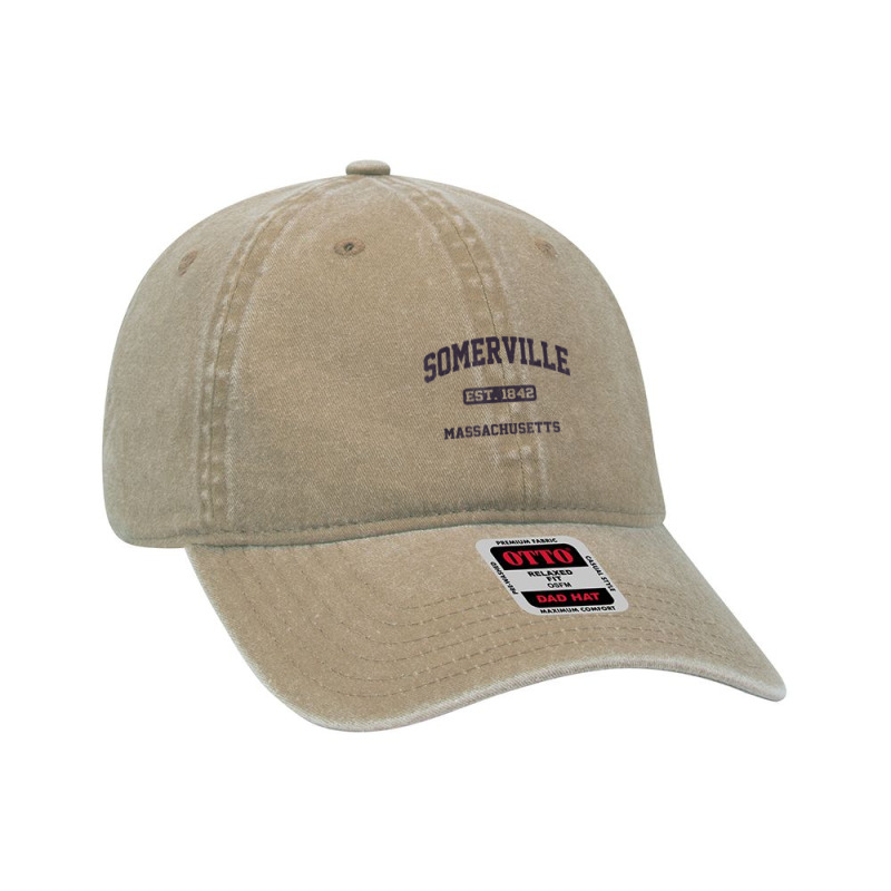 Somerville Massachusetts Ma Vintage State Athletic Style T Shirt Dyed Cap | Artistshot