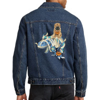 Shar Pei Riding Dinosaur Halloween Dog Men Denim Jacket | Artistshot