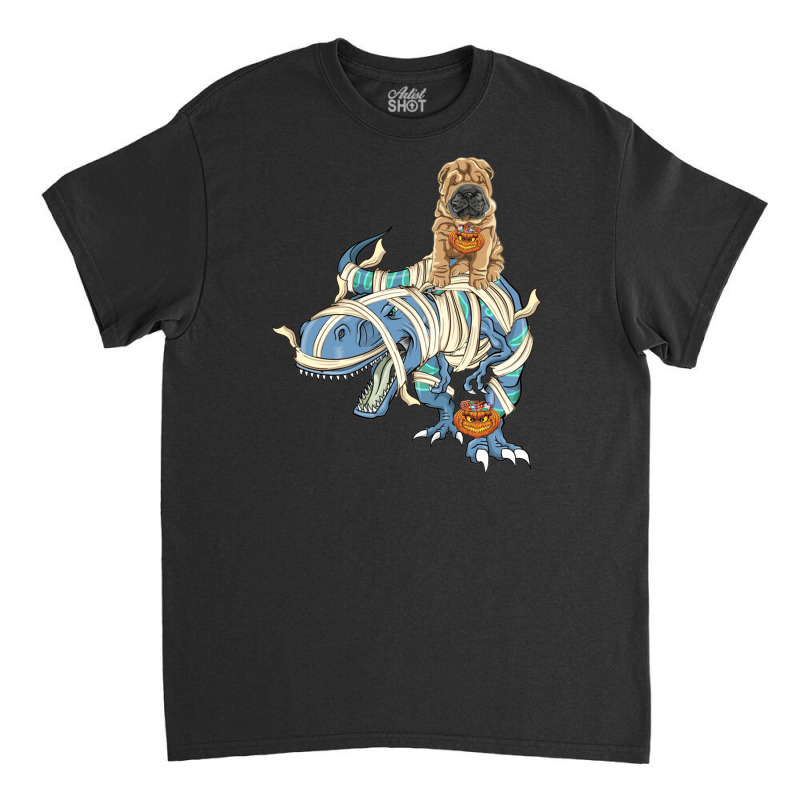 Shar Pei Riding Dinosaur Halloween Dog Classic T-shirt | Artistshot