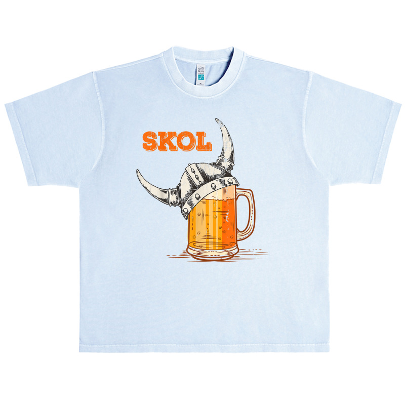 Mens Skol Nordic Viking Helmet Drinking Glass T Shirt Urban Heavy T-shirt | Artistshot