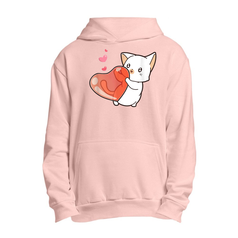 Cute Feline Kitten Cat Owner Heart Hearts Day Valentines Day Urban Pullover Hoodie | Artistshot