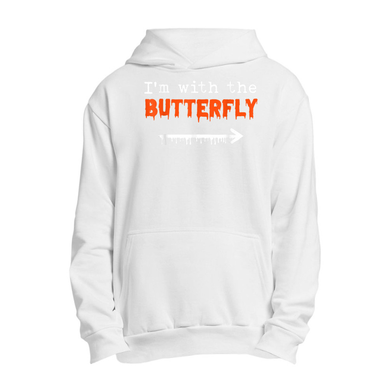 I'm With Butterfly Halloween Costume Party Matching Couples Urban Pullover Hoodie | Artistshot