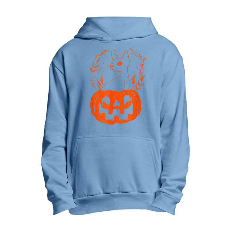 Halloween Pumpkin With Cat Halloween Party Urban Pullover Hoodie | Artistshot