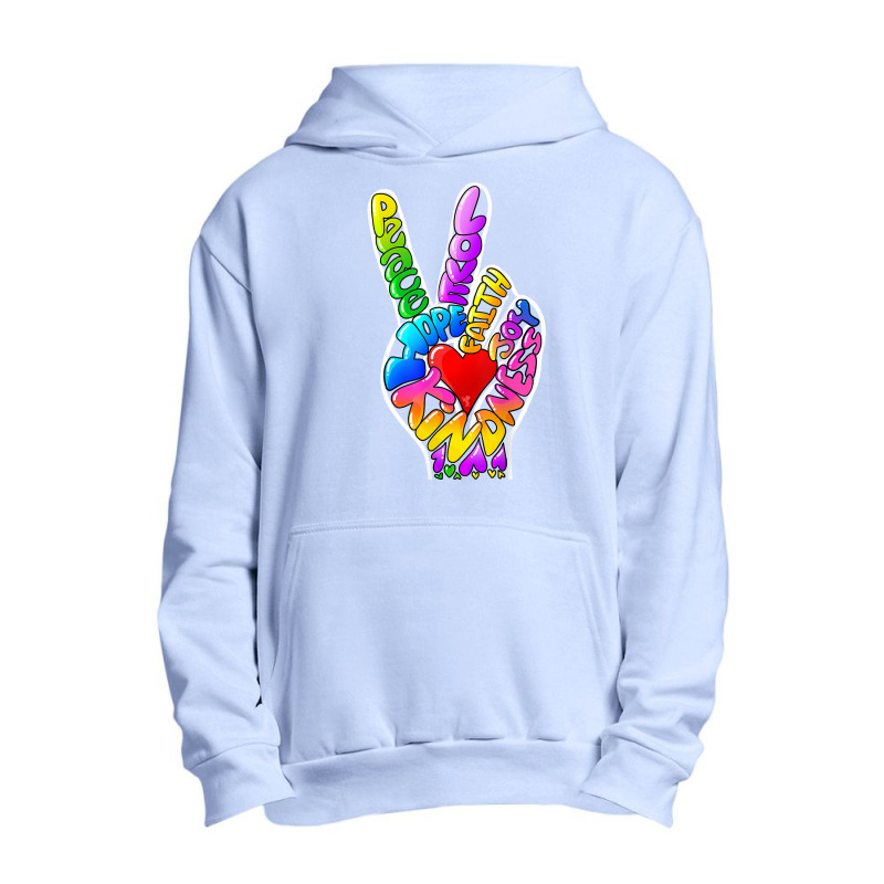 Peace Love Hope Joy Faith Kindness Word Art By Tangie Marie Urban Pullover Hoodie by ArtistDax | Artistshot