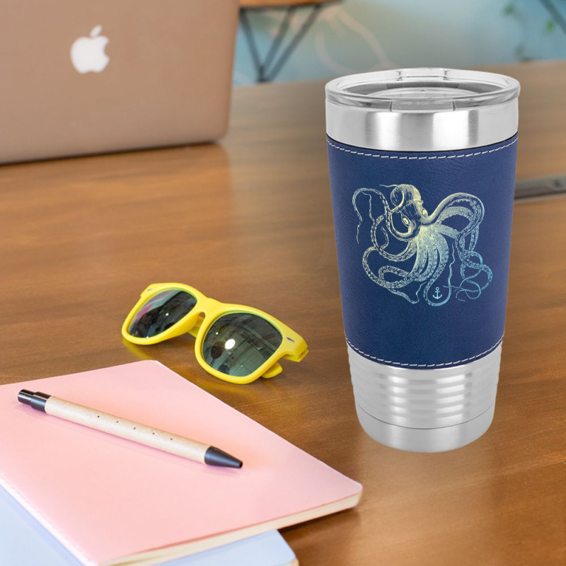 Octopus Cool Vintage Marine Biologist Ocean Sea Life 3 Leatherette Tumbler | Artistshot