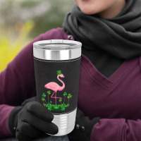 Flamingo Saint Patricks Day Gift Irish Clover Flamingo Lover Leatherette Tumbler | Artistshot