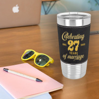 Celebrating 27 Years Of Marriage 27th Wedding Anniversary T Shirt Leatherette Tumbler | Artistshot