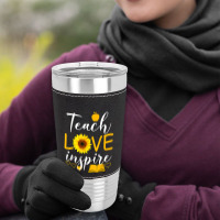 Teacher T  Shirt Teach Love And Inspire Shirt   Teacher Sunflower T  S Leatherette Tumbler | Artistshot